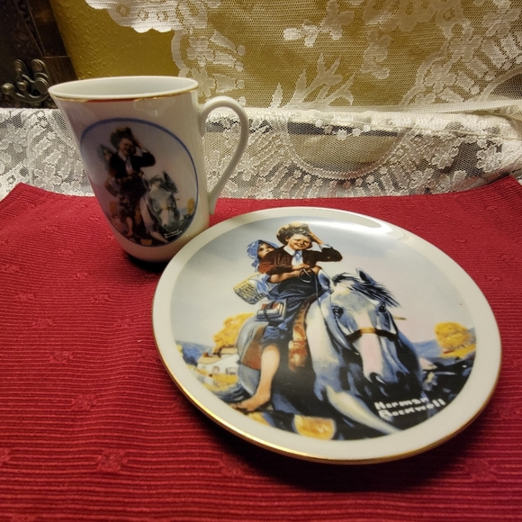 Vtg Mug & Plate Gold Trimmed Norman Rockwell IMM - Picture 7 of 11